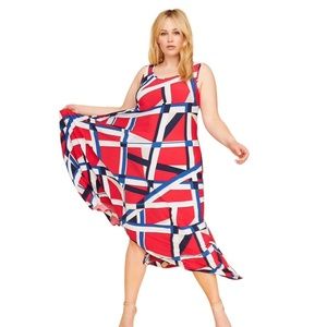 Lane Bryant Multi Color High-Low Matte Jersey Maxi Dress